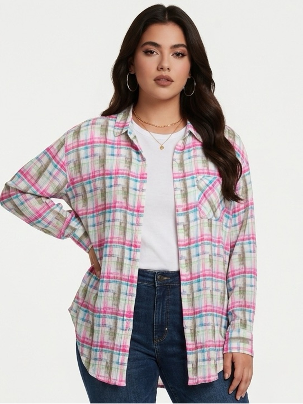FREE PEOPLE | WE THE FREE Watercolor Plaid Button Down Shirt Women’s Size Small